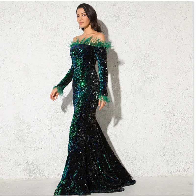 Off shoulder sequins Mermaid Formal Party dress - EX-STOCK CANADA