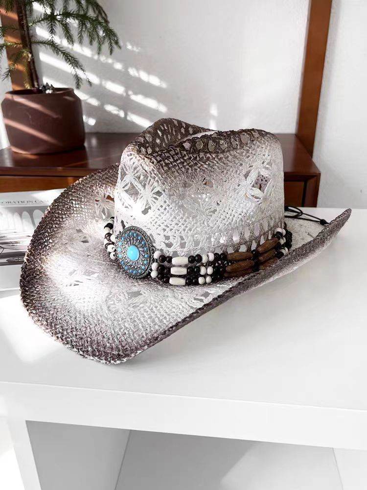 Summer Outdoor Ethnic Style Felt and Straw Cowboy Hat - EX-STOCK Canada