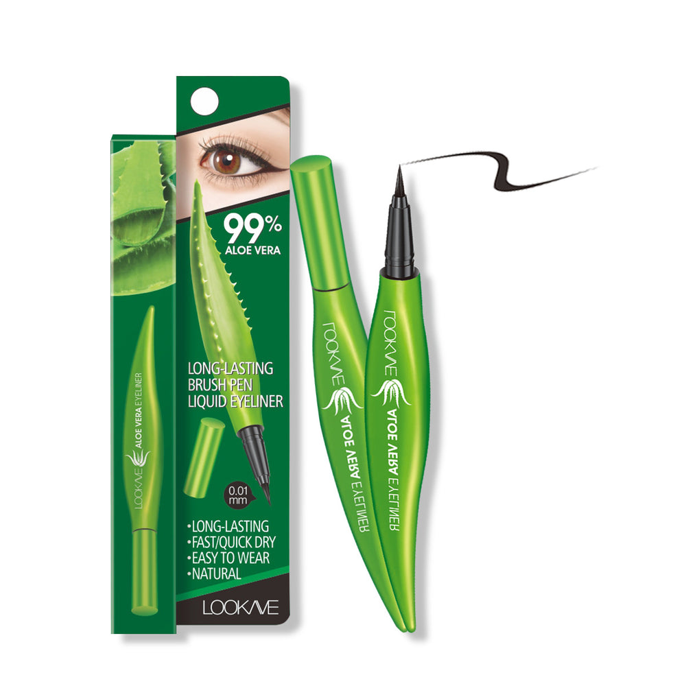 Green liquid eyeliner pen with packaging on a white background