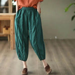 Summer Thin Striped Cotton And Linen Cropped trouser Pants For Women - EX-STOCK Canada