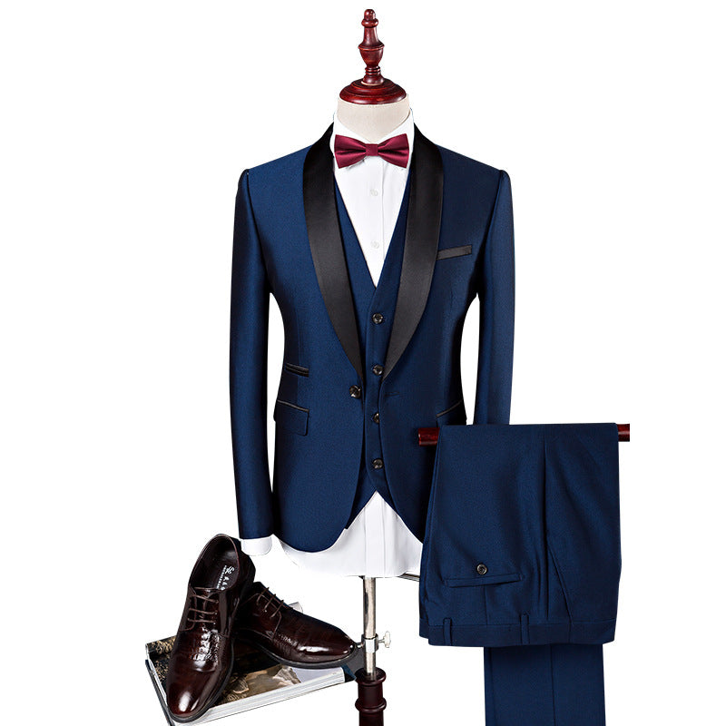 Men's 3-Piece Business Suit Set – Wedding & Formal Wear (8 Colors, S–6XL)