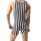 New Vertical Striped Pajamas Sports Swimming Brief Bodysuit for men - EX-STOCK CANADA