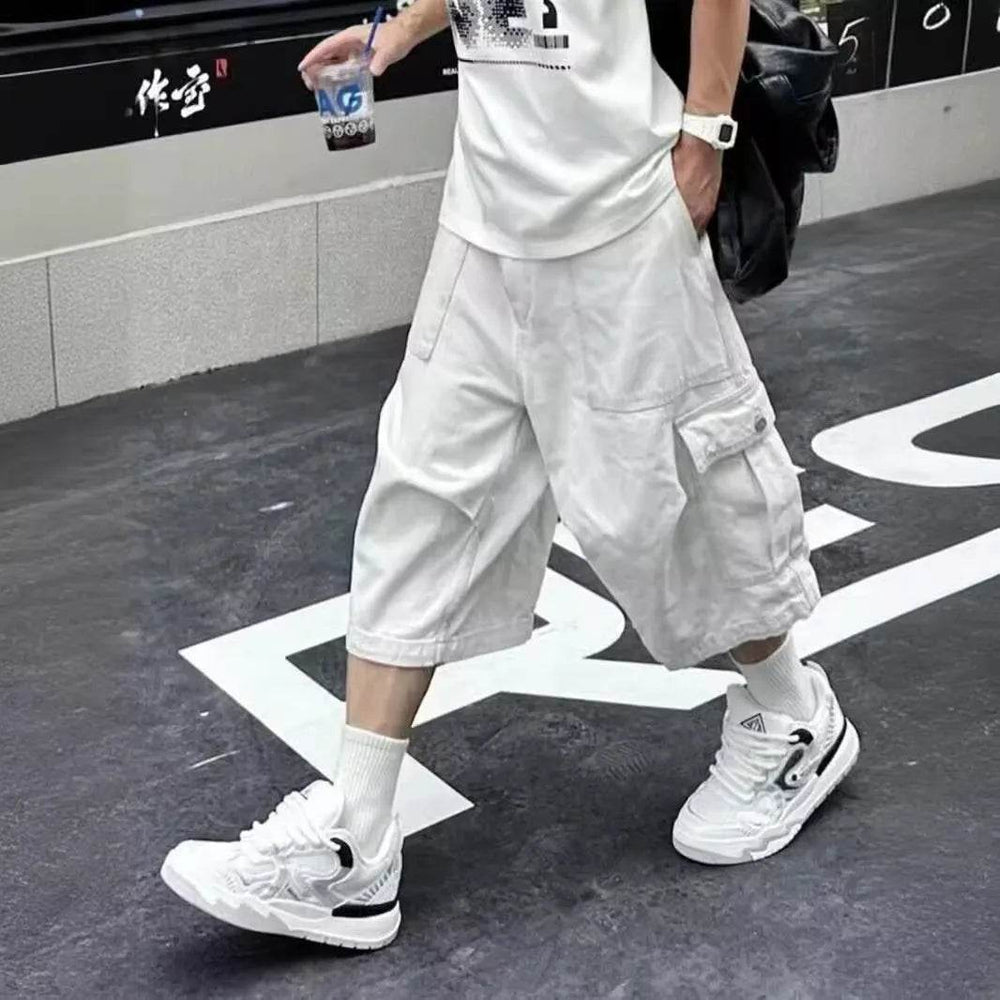 All-matching Loose Straight Cargo Cropped Baggy Pants Casual Trendy - EX-STOCK Canada