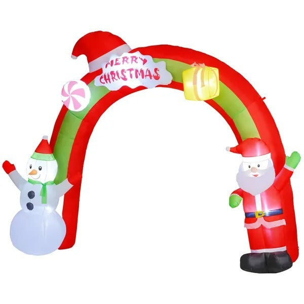 10FT Christmas Inflatable Archway, Outdoor Xmas Blow Up Santa Claus And Snowman Arch With Built-in LED Lights For Yard EX-STOCK Canada 
