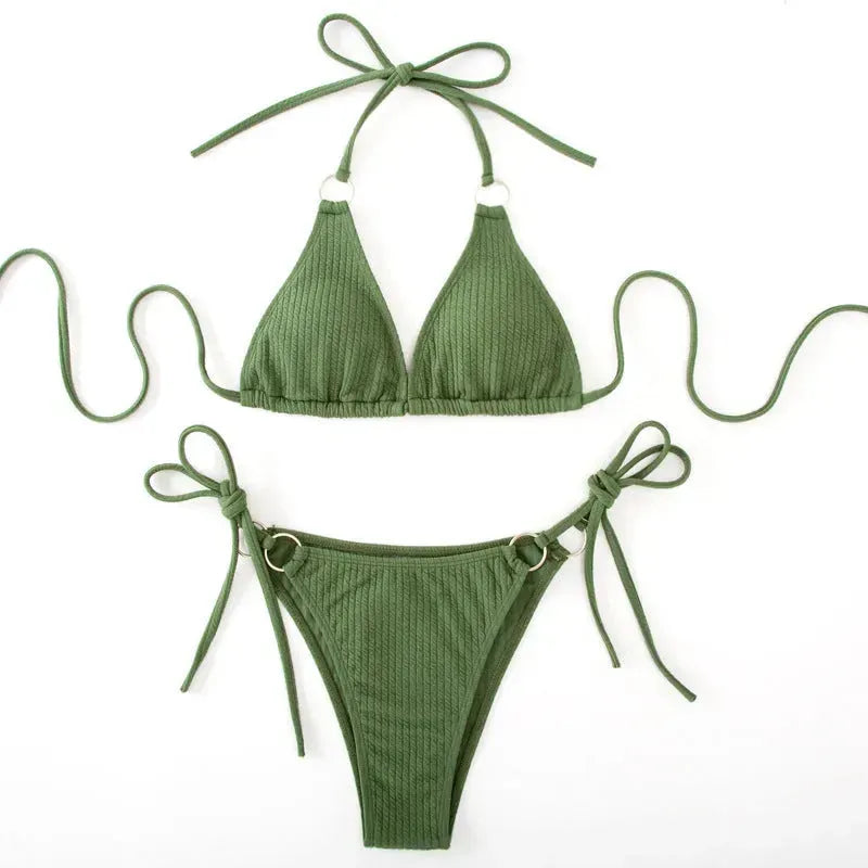 Sexy Bikini Set Summer Side Tie Thong Bandage Style Swimsuit Womens Clothing - EX-STOCK CANADA