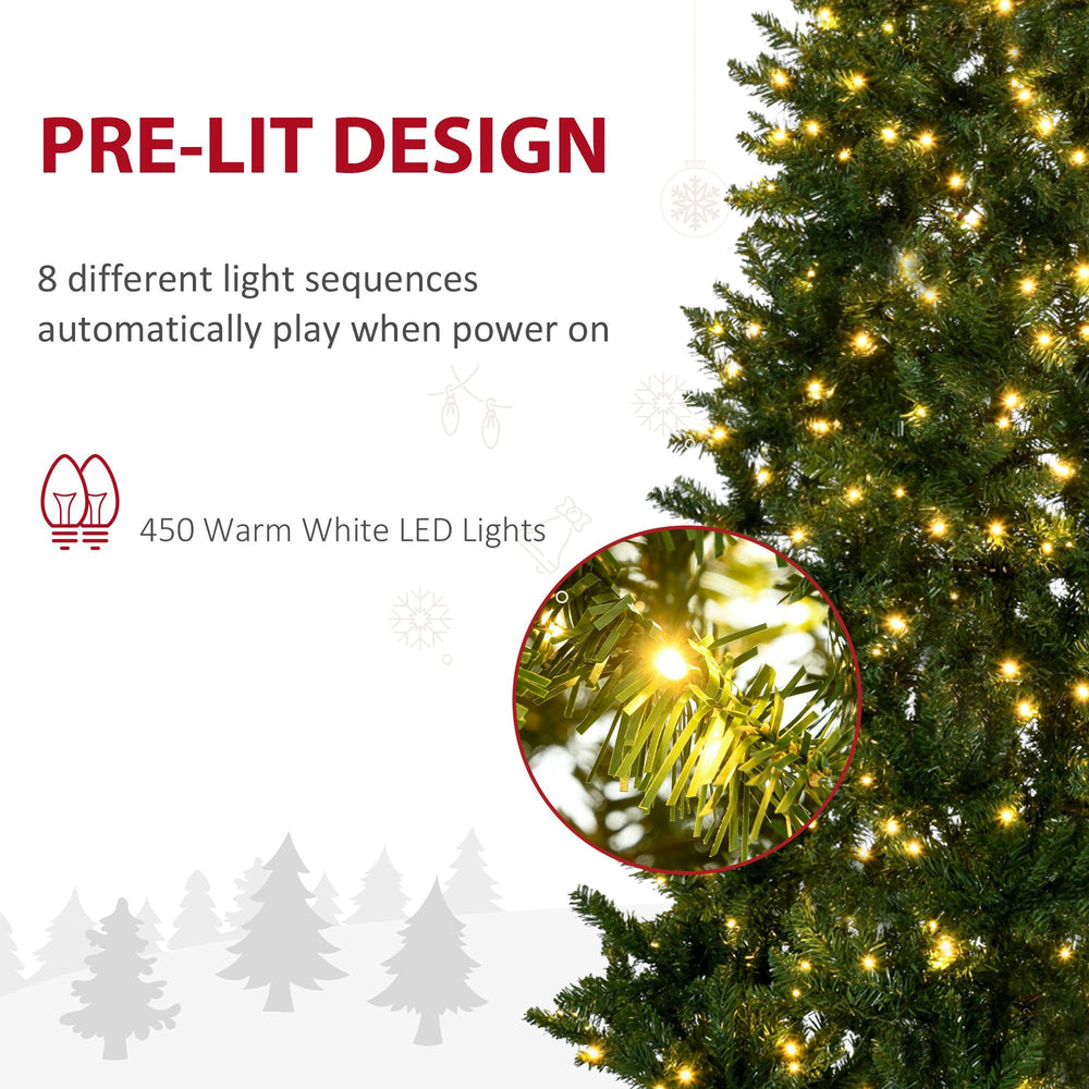 7.5 Feet Prelit Artificial Christmas Tree Warm White LED Light Holiday Home Xmas Decoration, Green EX-STOCK Canada 