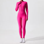 Long Sleeve Outdoor Sports Jumpsuit Workout Clothes Zipper Training Skinny Hip Raise Yoga Clothes - EX-STOCK CANADA