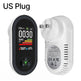 Gas and carbon monoxide detector with digital display and US plug on a white background