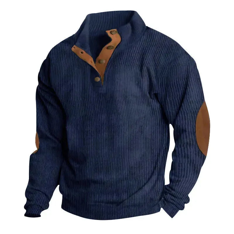 Corduroy Casual Stand Collar Long-sleeved Sweater men - EX-STOCK CANADA