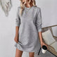 Casual Fashion Plain Round neck Long Sleeve Cashmere Mini Jumper Dress - EX-STOCK Canada