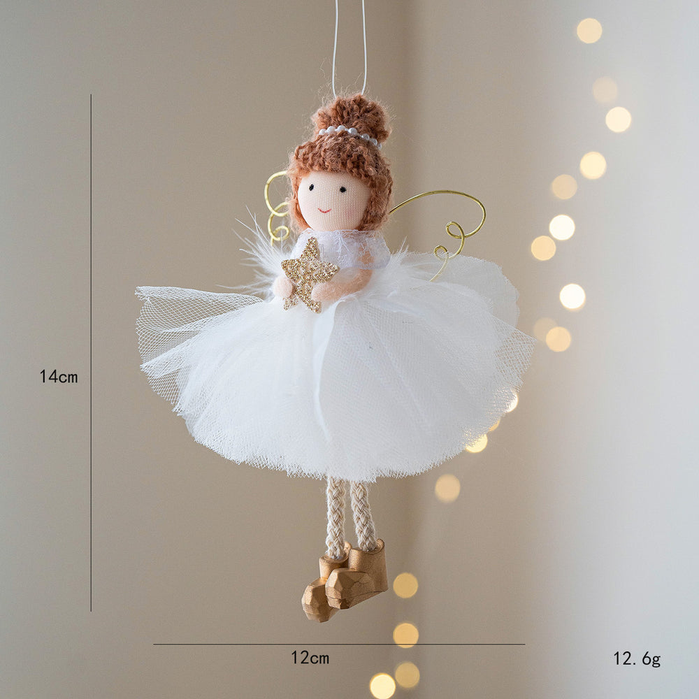 Christmas White Tulle Skirt Golden Wings Angel Girl Pendant EX-STOCK Canada 