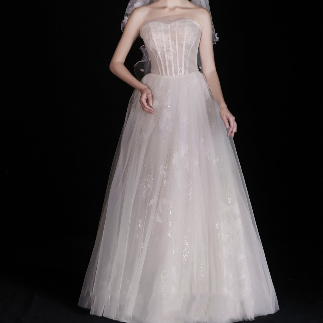 White Wedding Bridal Dress Light Yarn Dinner Tube Top Dress EX-STOCK Canada 