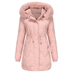 Autumn Winter Fur Collar cotton padded long winter jacket for women - EX-STOCK Canada