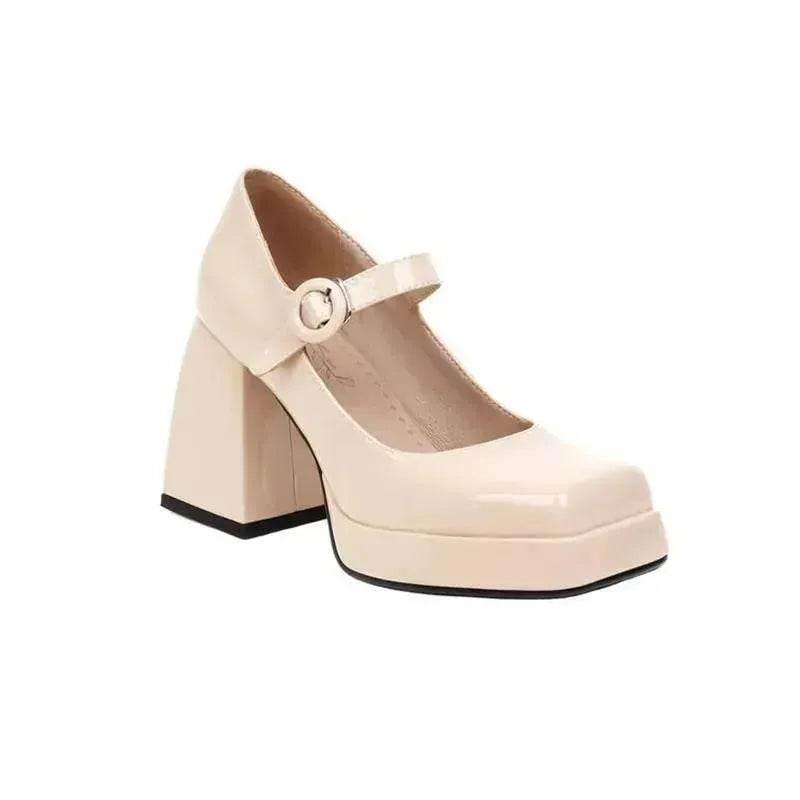 All-match Lolita Retro Patent Leather Thick High Heels Women for Women - EX-STOCK Canada