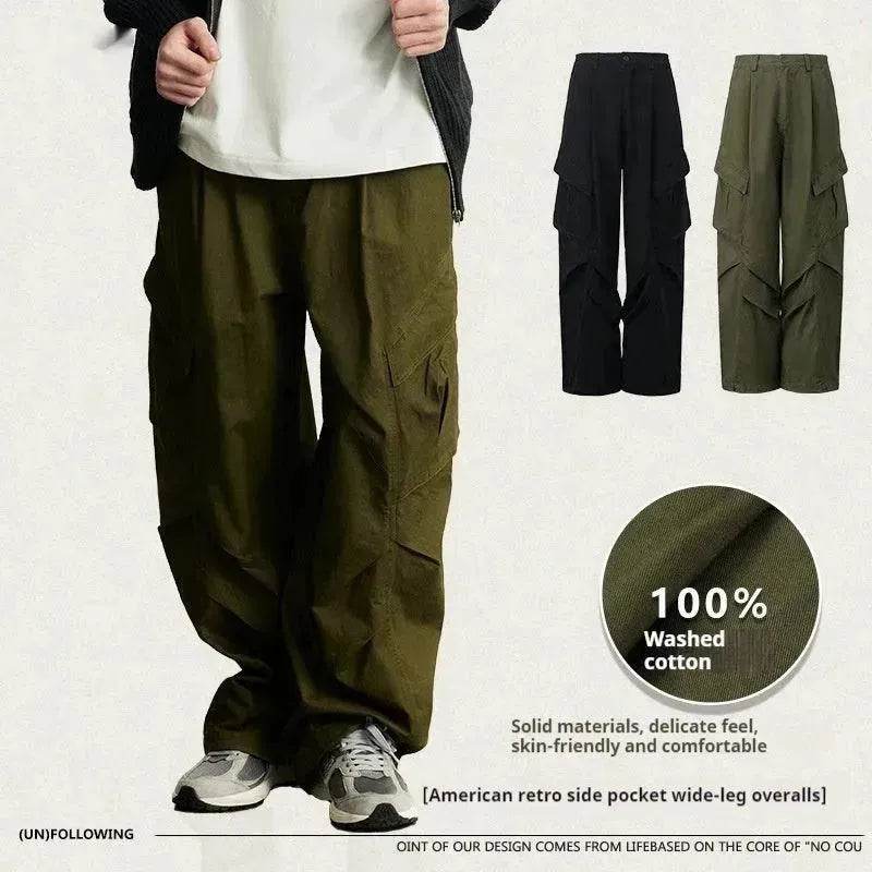 American Retro Loose Side Pocket Wide-leg Cargo Pant for men - EX-STOCK Canada