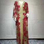 Arab Chiffon Bronzing Robe Containing Belt Dress - EX-STOCK CANADA