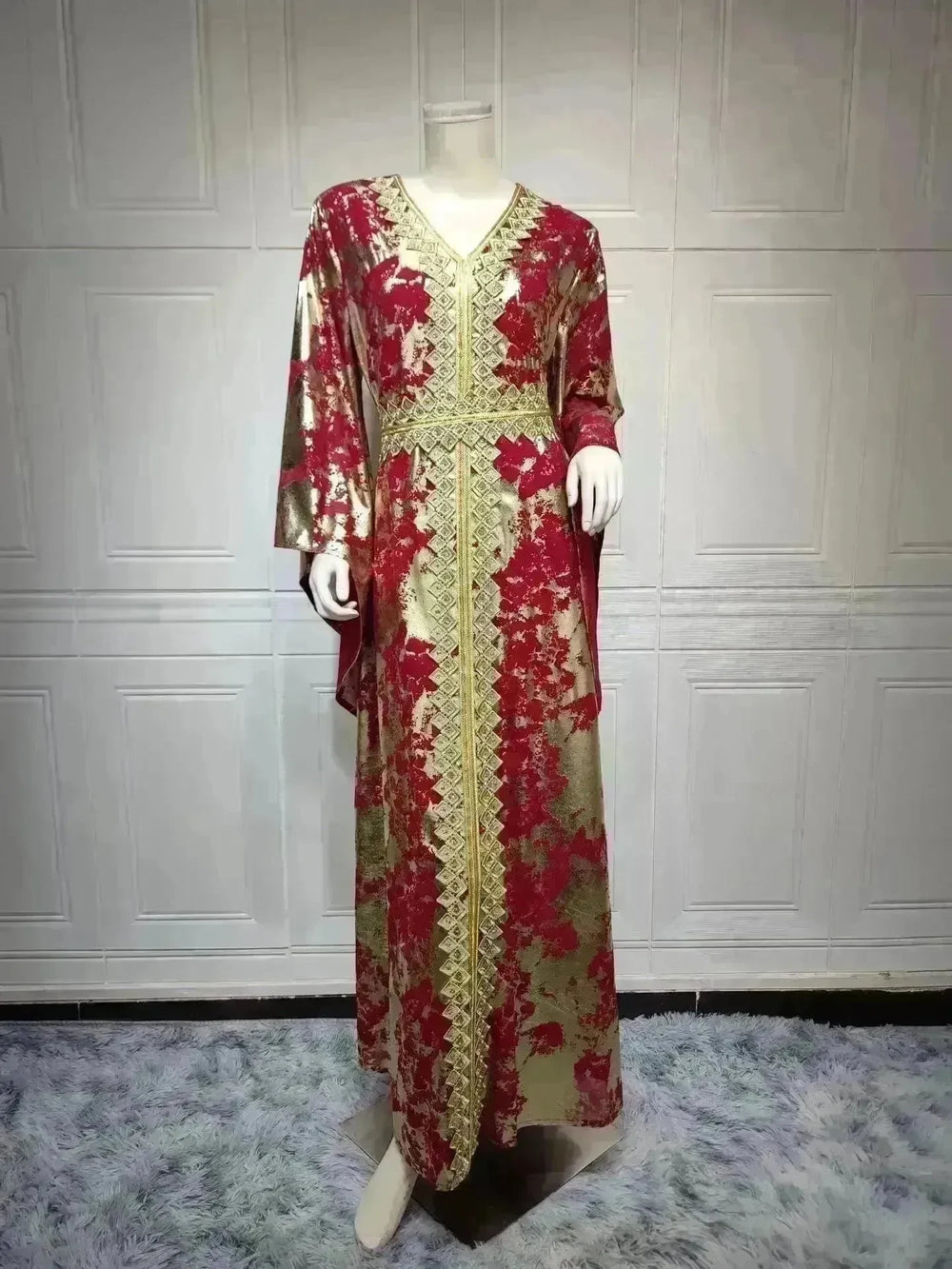 Arab Chiffon Bronzing Robe Containing Belt Dress - EX-STOCK CANADA