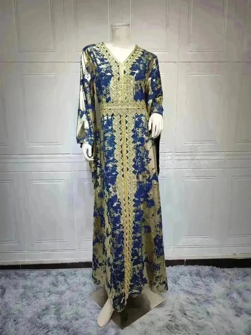 Arab Chiffon Bronzing Robe Containing Belt Dress - EX-STOCK CANADA