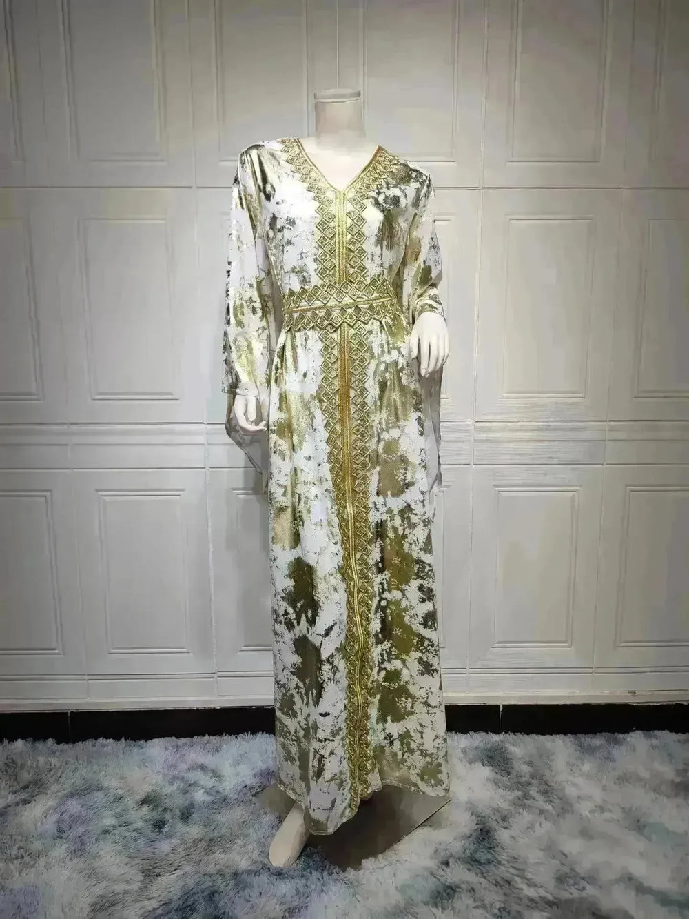 Arab Chiffon Bronzing Robe Containing Belt Dress - EX-STOCK CANADA