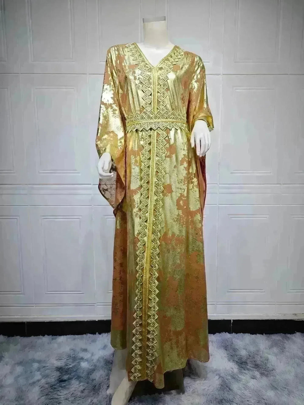 Arab Chiffon Bronzing Robe Containing Belt Dress - EX-STOCK CANADA