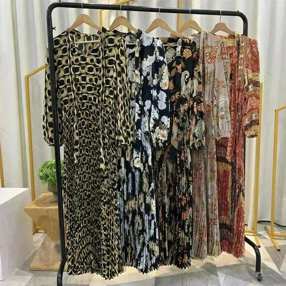 Arab Dress With Printed Pleated Big Skirt - EX-STOCK CANADA