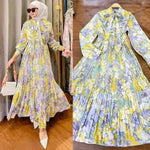 Arab Malay Indonesian Ruffled Printed Dress - EX-STOCK CANADA