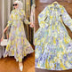 Arab Malay Indonesian Ruffled Printed Dress - EX-STOCK CANADA
