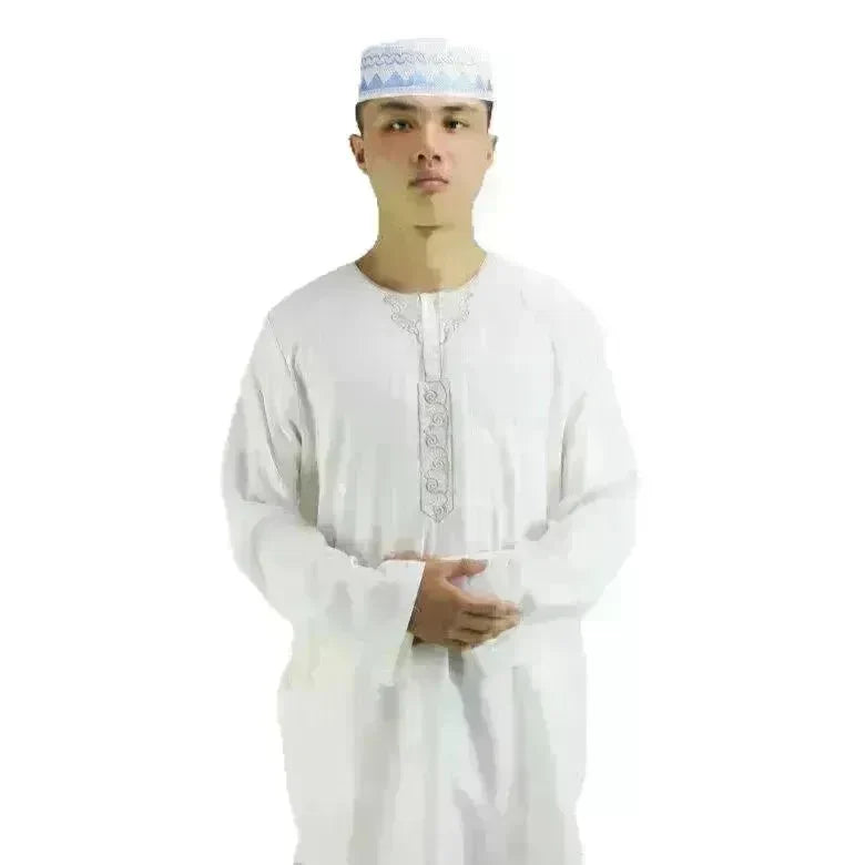 Arab Men's New Cotton Hemp Embroidery Liturgy Embroidered Hui Men's Suit Two Piece Wholesale - EX-STOCK CANADA
