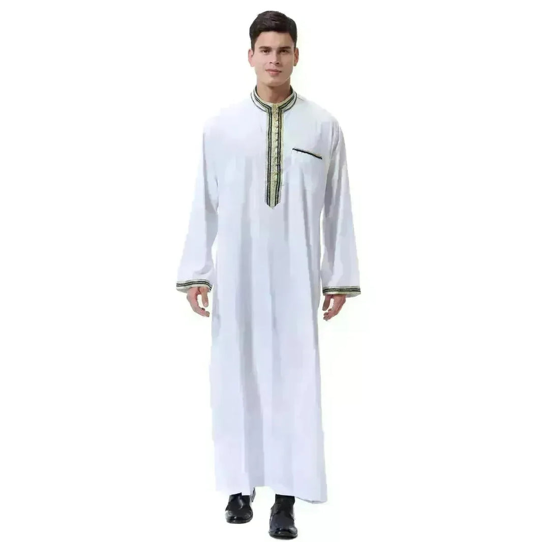 Arab Middle East Men's Applique Stand Collar Robe, TH810 - EX-STOCK CANADA