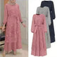 Arab Round Neck Lace Floral Dress - EX-STOCK CANADA