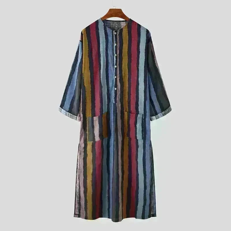 Arab Striped Printed Arab Men's Robe - EX-STOCK CANADA