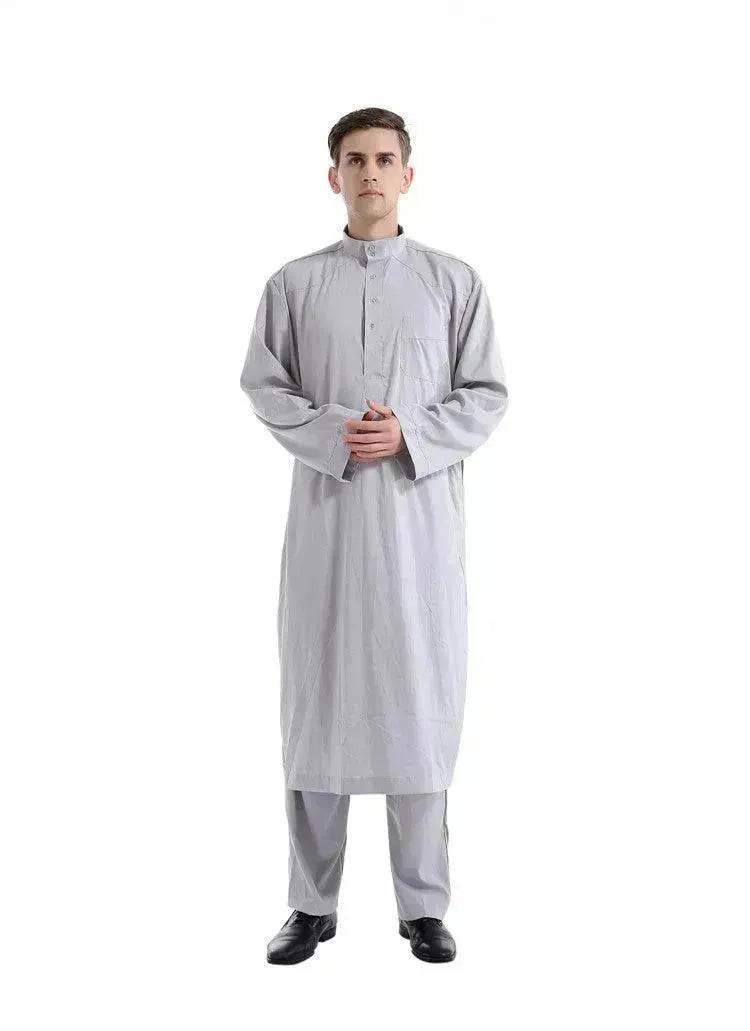 Fashionable and Elegant Arab Two-piece Solid Color Men's Robe Moroccan Men's Jalabiya - EX-STOCK Canada