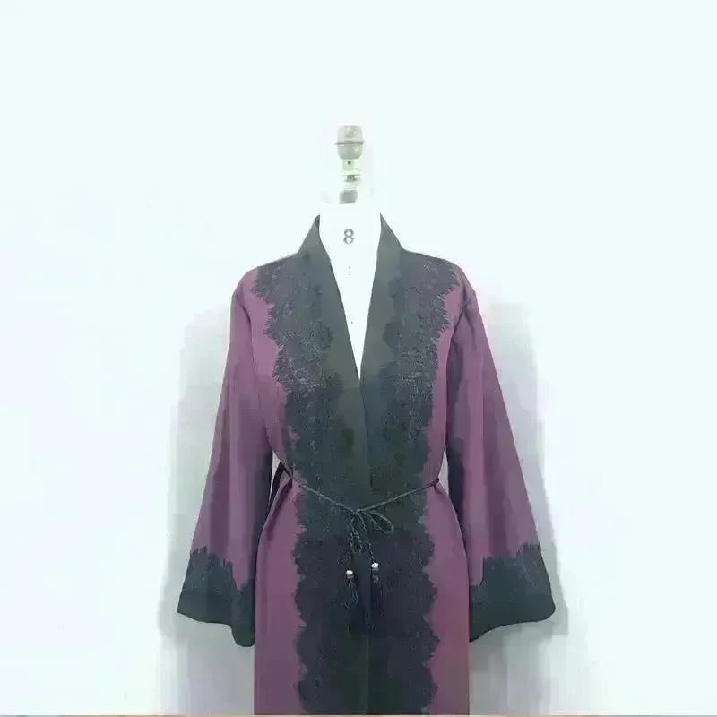 Arab Women's Lace Dress Cardigan Robe - EX-STOCK CANADA
