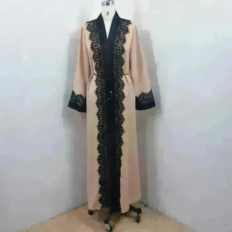 Arab Women's Lace Dress Cardigan Robe - EX-STOCK CANADA