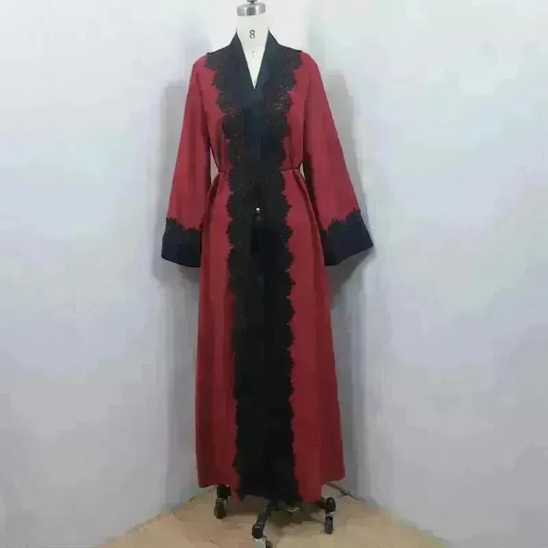 Arab Women's Lace Dress Cardigan Robe - EX-STOCK CANADA