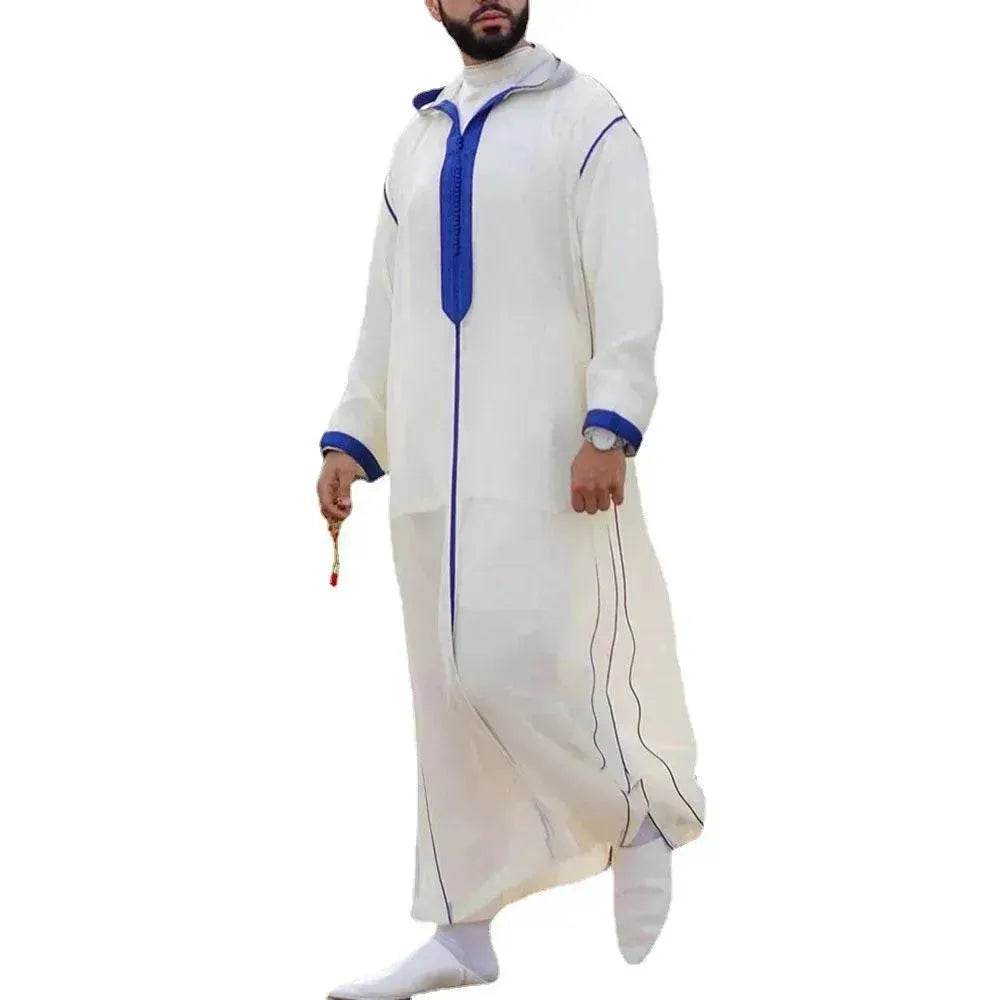 Fashionable and Elegant Arabic Long Men's Hooded Shirt Robe Moroccan Men's Jalabiya Ramadan Galabia for Men - EX-STOCK Canada