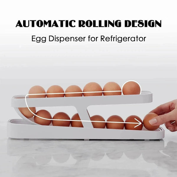 Distributeur d'œufs pour gadgets de cuisine - Support à œufs déroulant automatique - Boîte, panier à œufs, organisateur de conteneur pour réfrigérateur déroulant,