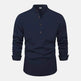 Autumn Solid Color Stand Collar Casual Long Sleeve Cotton And Linen Men's Shirt - EX-STOCK Canada