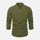 Autumn Solid Color Stand Collar Casual Long Sleeve Cotton And Linen Men's Shirt - EX-STOCK Canada