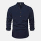 Autumn Solid Color Stand Collar Casual Long Sleeve Cotton And Linen Men's Shirt - EX-STOCK Canada