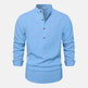 Autumn Solid Color Stand Collar Casual Long Sleeve Cotton And Linen Men's Shirt - EX-STOCK Canada