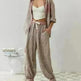 Autumn Women's Clothing Casual Homewear Plaid Shirt Outfit - EX-STOCK CANADA