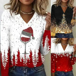 T-shirt a maniche lunghe a V da donna
