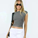 Slim Fit Backless Crop Top Summer Charming Breathable Short Sleeve  Low Back Top  Tank Top for Women - EX-STOCK CANADA