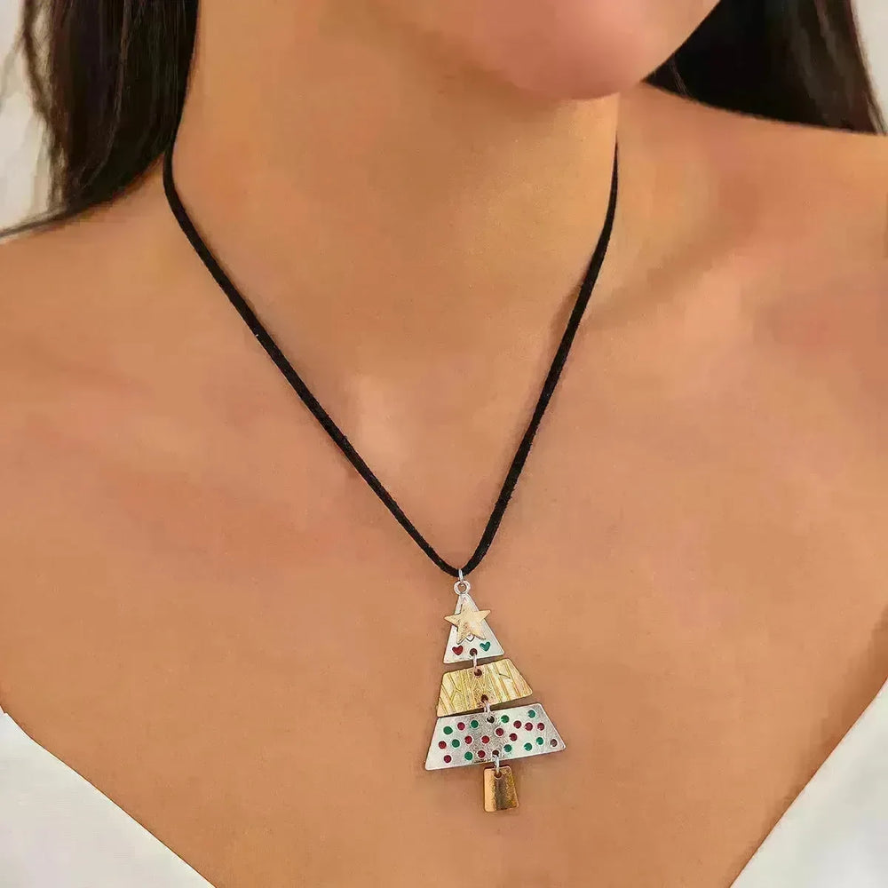 Christmas Tree Necklace And Earrings Fashion Pendant Necklace Suit - EX-STOCK CANADA