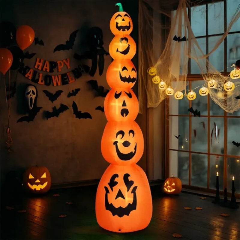 9FT Halloween Inflatable Stacked Pumpkins, Blow Up 6 Pumpkins Inflatable With Built-in LED Lights Outdoor Decorations Large Party Yard Decoration - EX-STOCK Canada