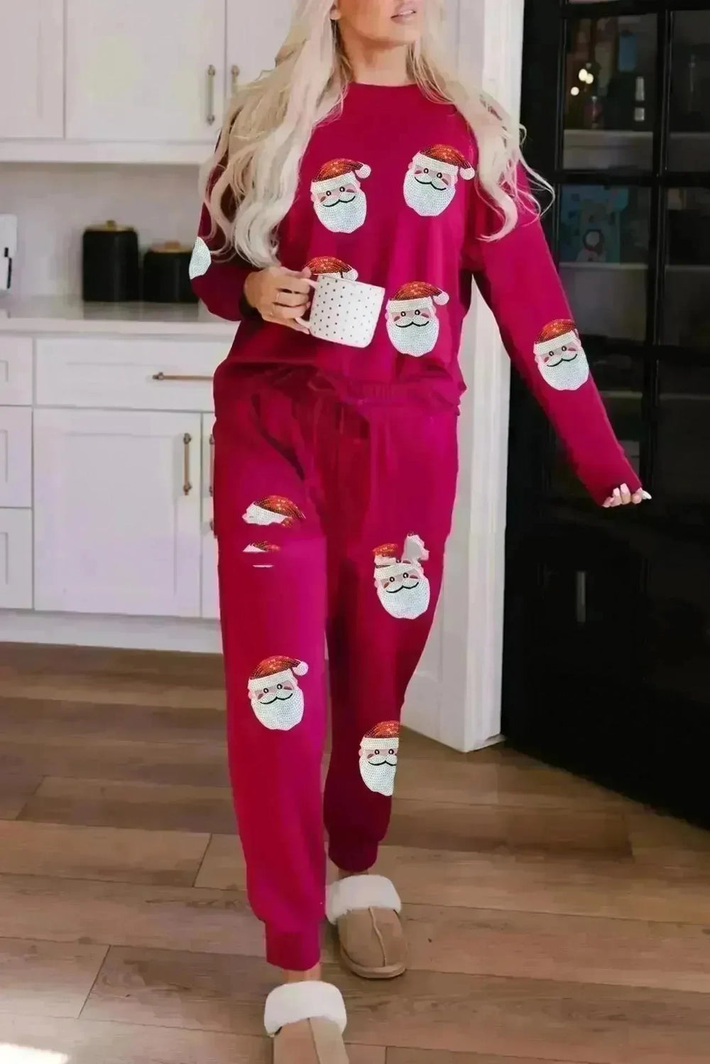 Women's Christmas sweatsuit Sequins Long Sleeve Pants Two-piece Set Fashion Casual Set - EX-STOCK CANADA