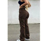 Straight Leg Cargo Pants Women High Waist Casual Baggy Pants - EX-STOCK Canada