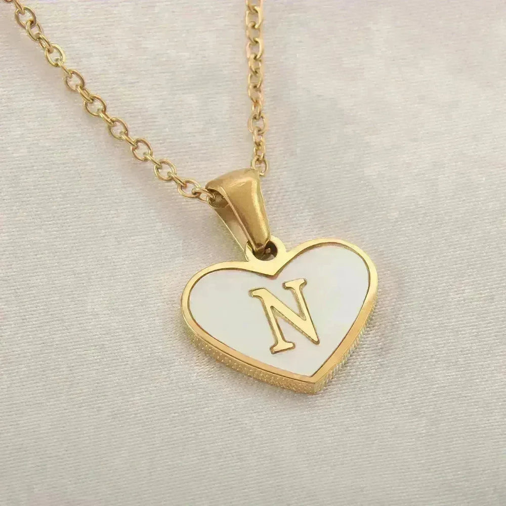 26 Letter Heart-shaped Necklace White Shell Love Clavicle Chain Fashion Personalized Necklace For Women Jewelry Valentine's Day - EX-STOCK CANADA