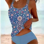 Bikini Beach Print Suspender Swimsuit Suit - EX-STOCK Canada